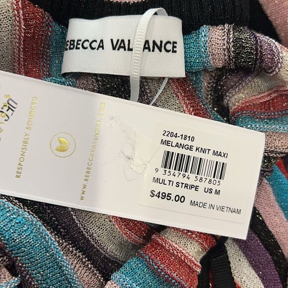 NWT REBECCA VALLANCE Striped Metallic MELANGE KNIT MAXI Dress Medium - Picture 13 of 15